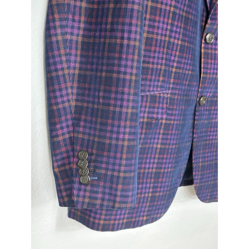 Tailorbyrd Purple Orange Navy 100% Cotton Corduroy Blazer Lined Size Mens 42L - Picture 3 of 10